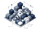 Minimalist 3D component model illustrating CPQ and product configurator architecture